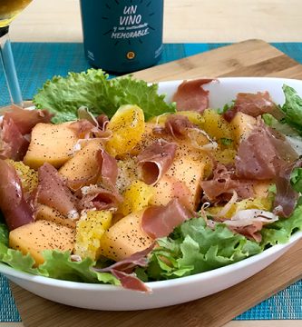 Receta de ensalada de jamón serrano, melon y naranja